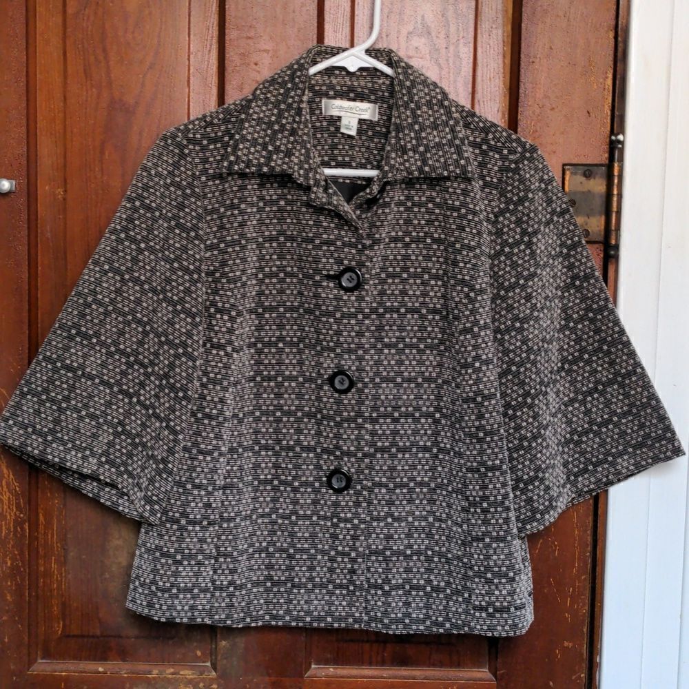 Coldwater Creek Geometric Ribbed Swing Blazer Jacket 3/4 Sleeves Sz S